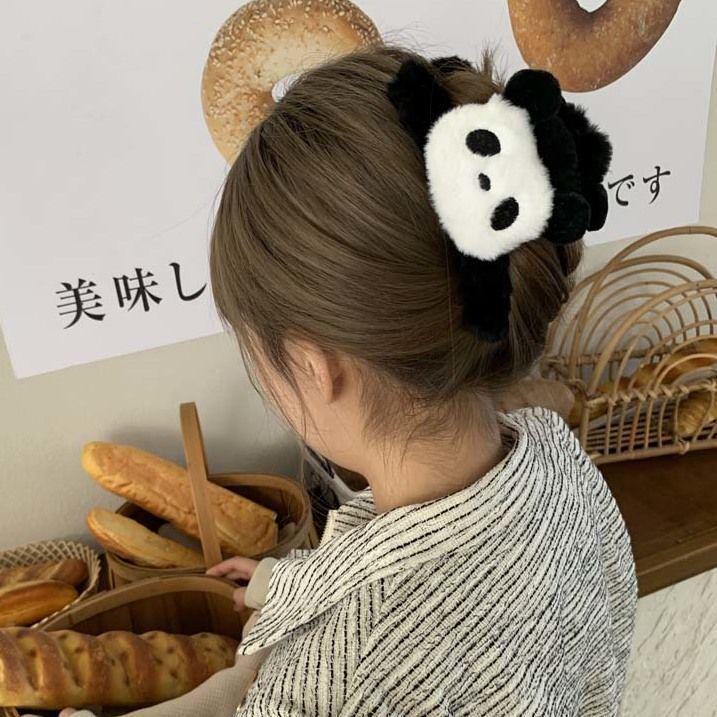 Panda Plush Hair Clip for Women - Cute Cartoon Shark Ornament for Autumn/Winter
