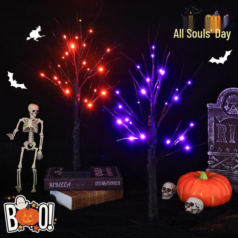 Purple Halloween LED Tree Lights for Home & Living Room Decoration - Ghost Festival Branch Lights