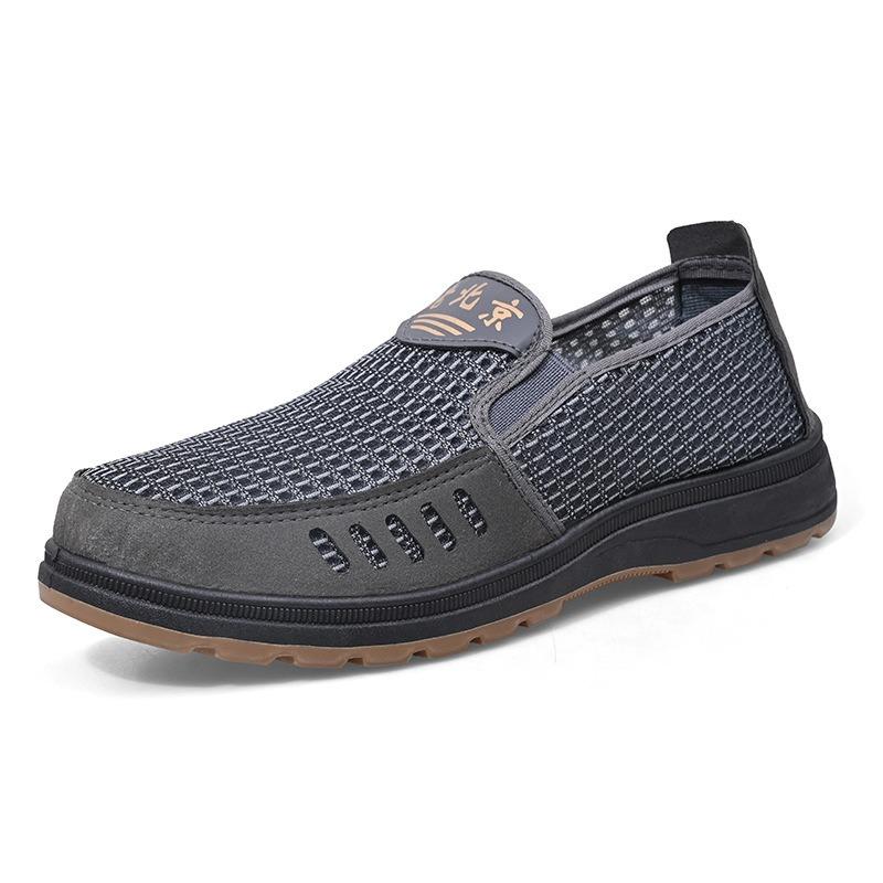 Men's Summer Plus Size Old Beijing Cloth Shoes, Breathable Mesh Slip-on Casual Dad Shoes for Cross-border Foreign Trade