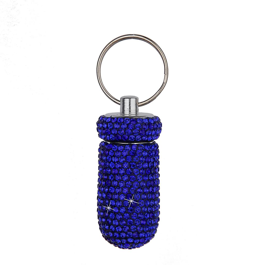 Bling Pill Container Portable Pill Bottle Case Waterproof Travel Medicine Box Crystal Mini Pill Holder Storage With Keychain
