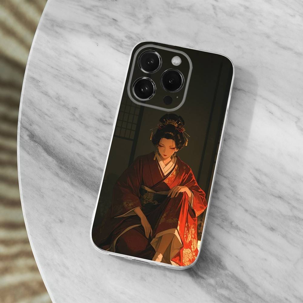 

Geisha Woman Japanese For iPhone 12,Mini,16,X,13,XR,15,Pro,17,Plus,11,Max,14,SE,XS,Transparent Soft Cover Case iPhone17Air