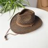 New Summer Outdoor Men Women Hand-woven Western Cowboy Paper Straw Hats Wide Brim Breathable Beach Jazz Cap Sun Protection Hat