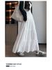 Women's White High-Waist A-line Long Skirt - 2026 Spring/Autumn Collection