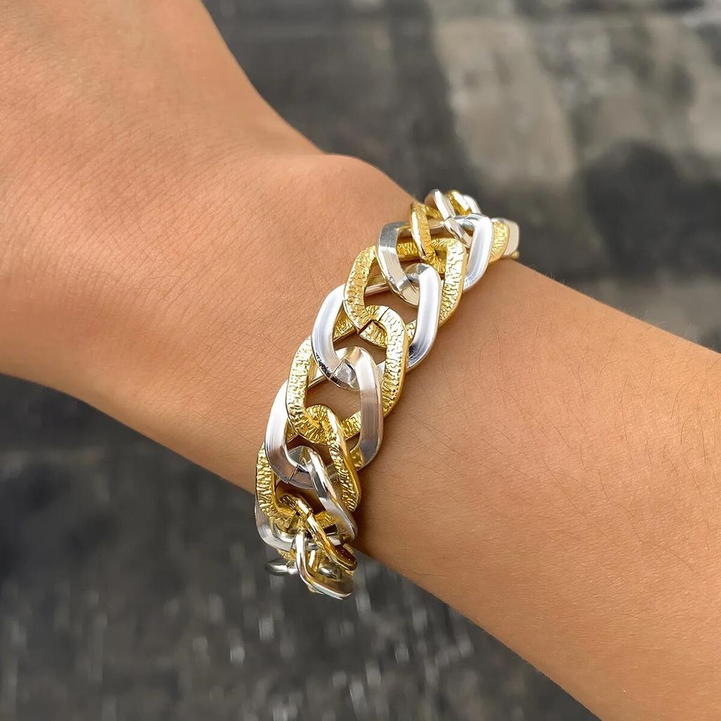 Exaggerated Cuban Curb Chunky Thick Chain Bracelets for Women Trendy 2025 Punk Lock Charm Bangles Grunge Jewelry Steampunk Men