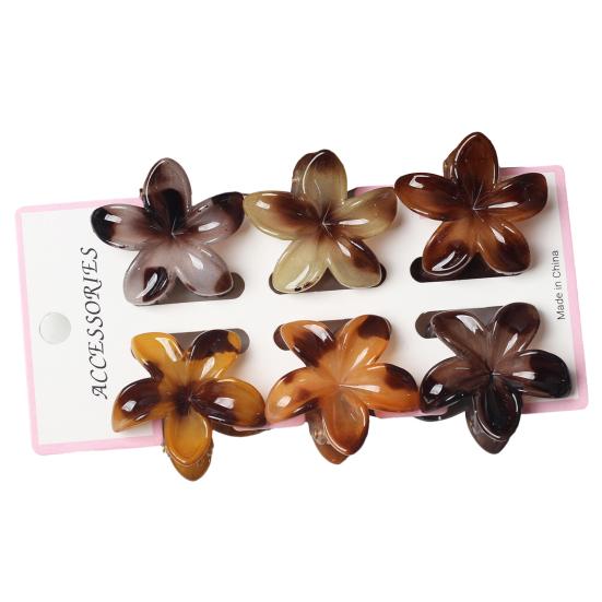 

6Pcs Hair Claw Vibrant Color Flower Shape Back Head Large Hair Clip Women Shark F