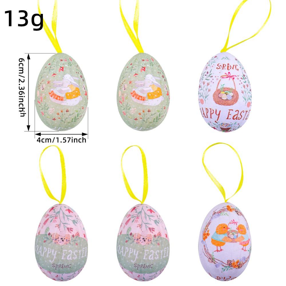 6PCS Plastic Easter Eggs Mini DIY Craft Bunny Eggs Hanging Ornament Colorful Multi-pattern Colorful Eggs Decoration