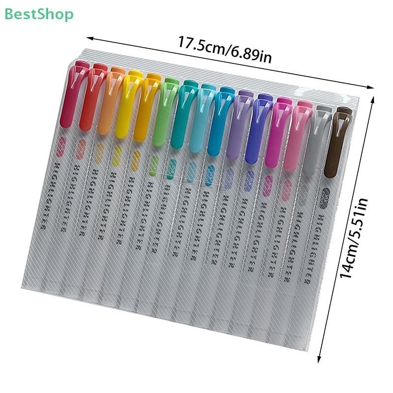 Double Head Highlighter 15 Color Key Point Marking Note Taking Pen Color Handbook Pen Student Supplies
