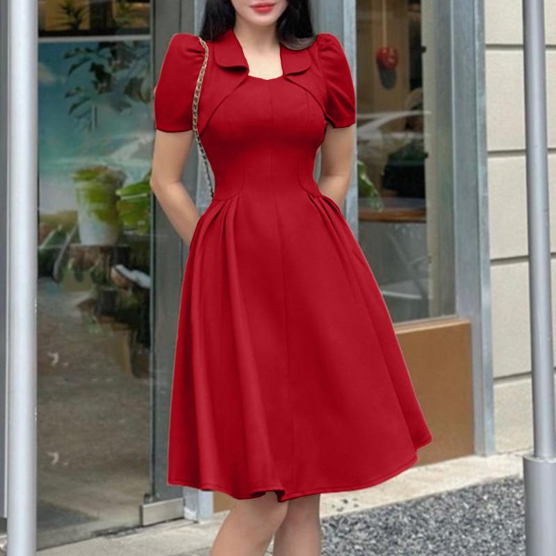 

ZANZEA Женское повседневное летнее платье А-силуэта с квадратным вырезом и короткими рукавами 5XL