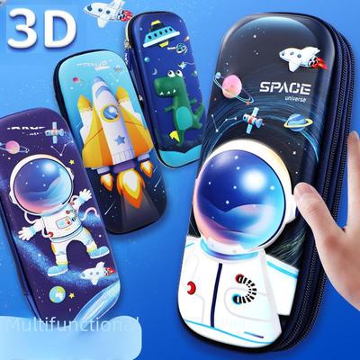 "3D Cartoon Astronaut Pencil Case for Boys - Large Capacity, Perfect for Primary School Students"