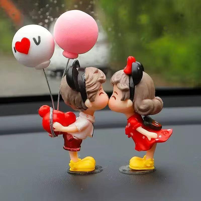 Adorable Car Couple Ornaments - Cute Interior Center Console Decor & DIY Desktop Accessories