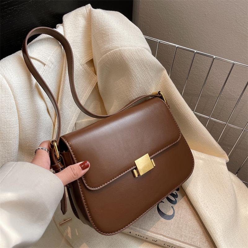 High-end small square bag women's new fashion retro shoulder bag daily work commute messenger bag