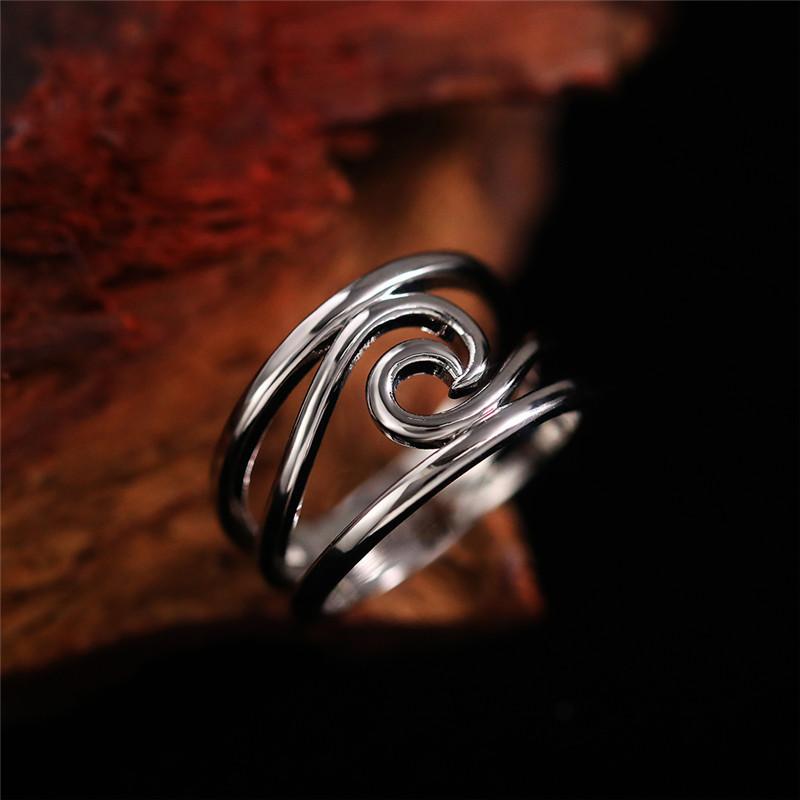 1Pc Simple Geometric Wave Ring, Simple Smooth Index Finger Ring with Personality