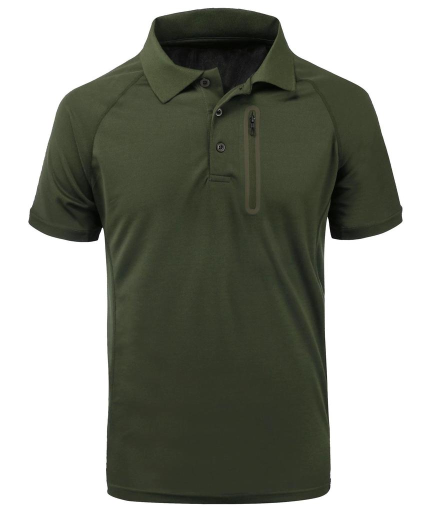 Summer Short Sleeve Tactical Shirt Men Performance Polo Shirts with Zipper Pocket Quick Dry Outdoor Travel Hiking Shirt USA Size