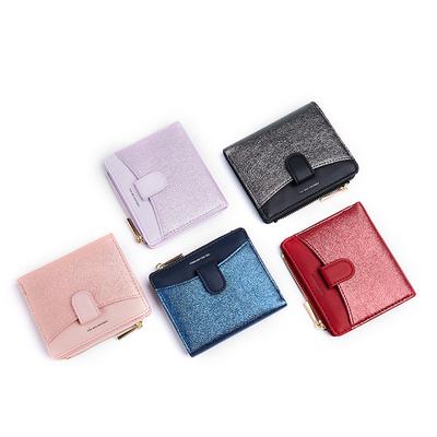 Çok İşlevli Payet Kredi Kartı Kısa Üç Katlı Cüzdan Para Çantası Glitter Payetler Debriyaj