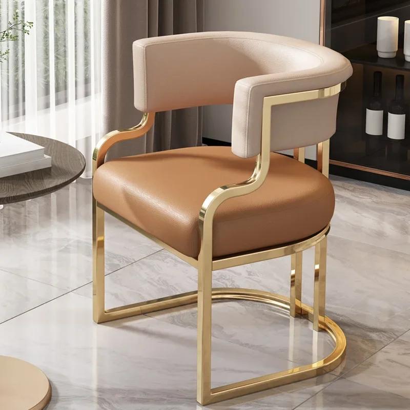 Light Luxury Dining & Tea Chair Set - High-End Hotel Sofa Chair, Includes Manicure & Makeup Stool
