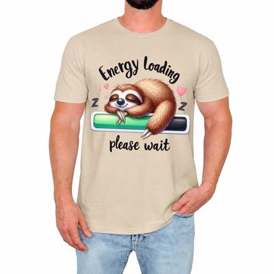 Cute Sloth Mens T-Shirt Energy Loading Please Wait Animal Lover Gift