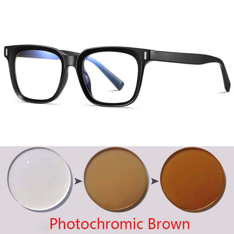 Square Photochromic Glasses Men Women Myopia Eyeglasses Students Short Sight Eyewear 0 -0.5 -1 -1.25 -1.5 -1.75 -2.0 To -6