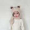 Children's hats autumn and winter baby scarves integrated warm ear protective wool hats boys and girls thickened knitted pullover hats