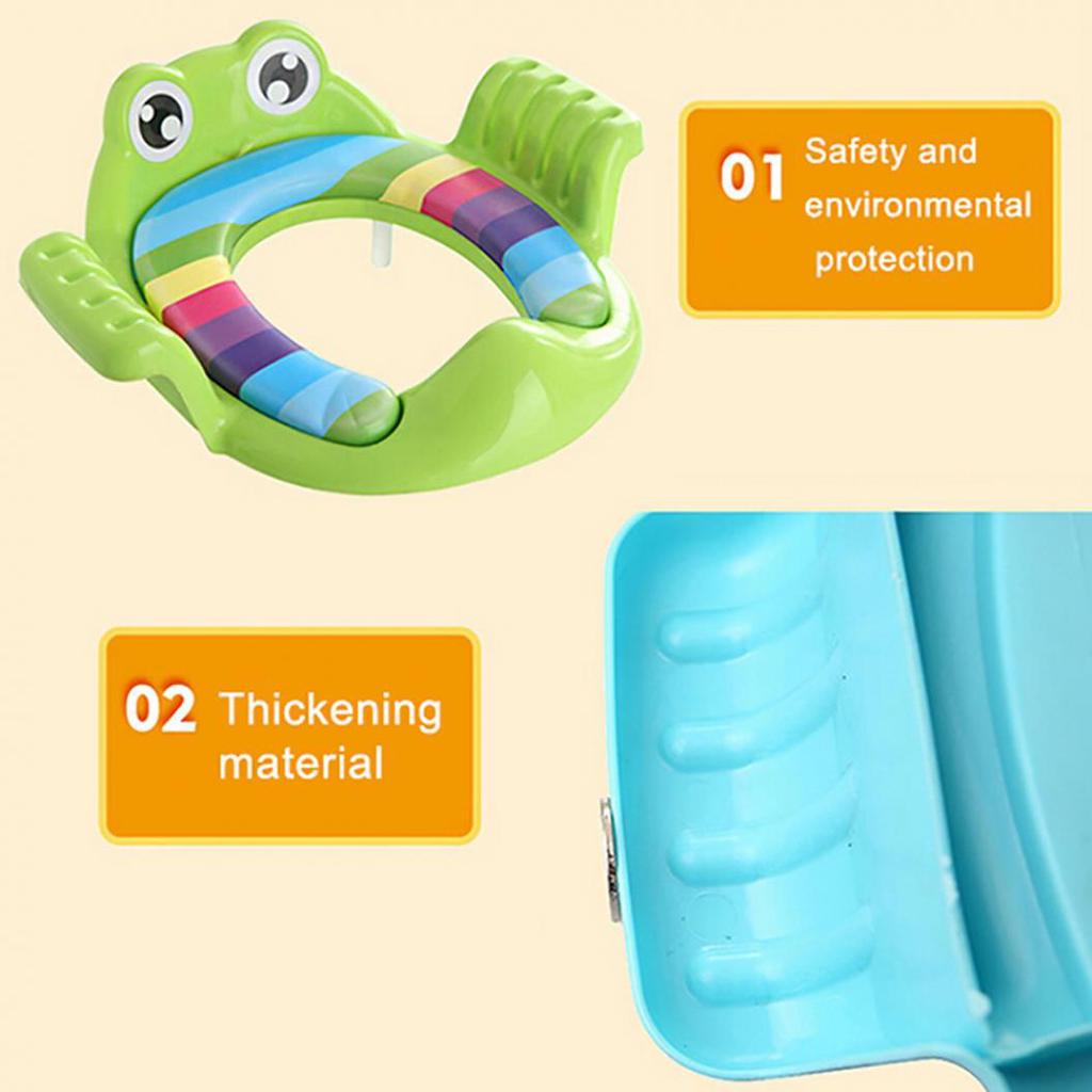 Frog Shape Baby Unisex Soft Padded Round Potty Training Toilet Seat with Handles