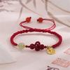 Elegant Lotus Good Luck Peace Woven Bracelet for Women Delicate Lovely Red Braided Rope Bracelet Party Jewelry Accessories
