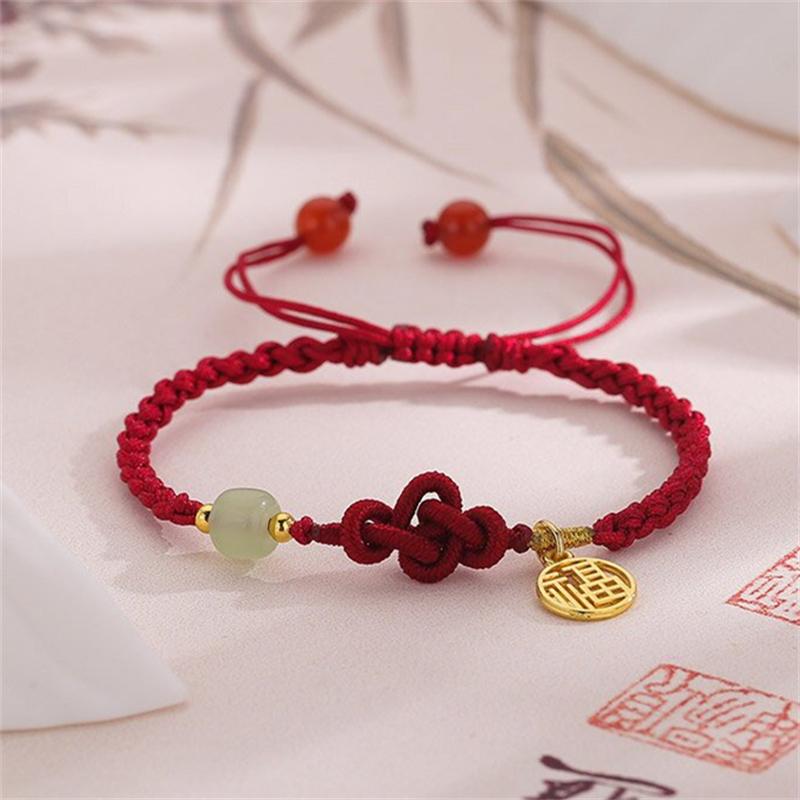 Elegant Lotus Good Luck Peace Woven Bracelet for Women Delicate Lovely Red Braided Rope Bracelet Party Jewelry Accessories