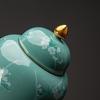 Chinese Ceramic Tea Canister Green Flower Candy Canister Delicate Multifunctional Coffee Bean Food Storage Jar Moisture-proof