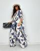 2025 Autumn New Women's Lapel Print Medium and Long Top Wide-leg Pants Two-piece Set