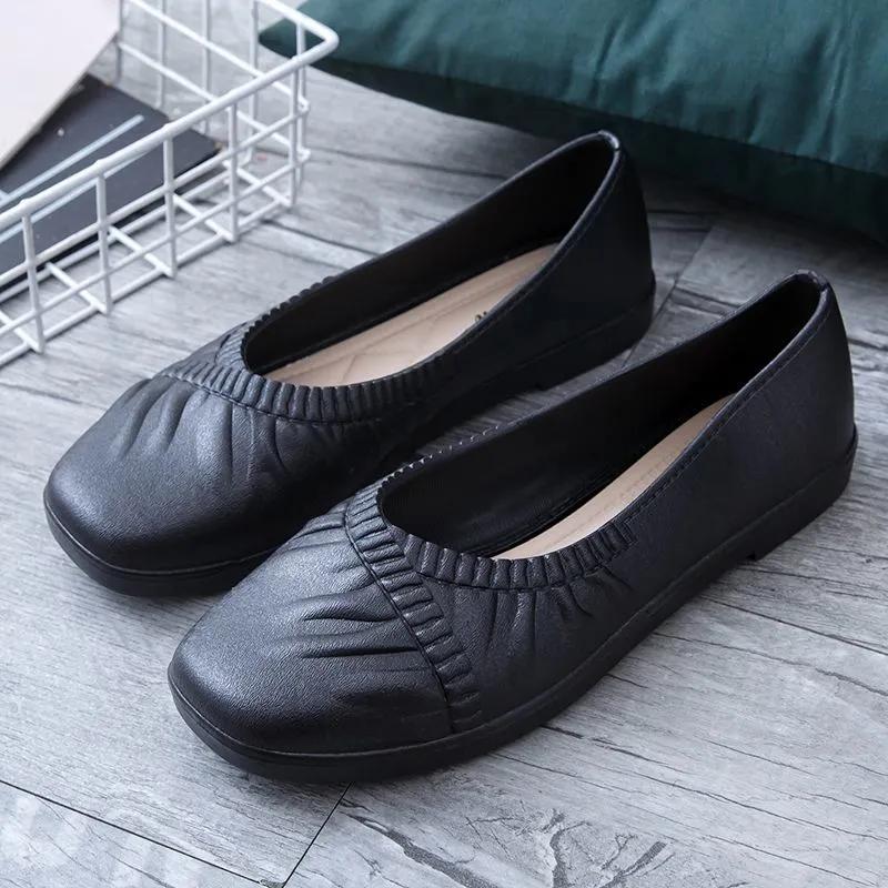 women casual black round toe spring comfort slip on flat shoes lady leisure beige office career work loafers ab296