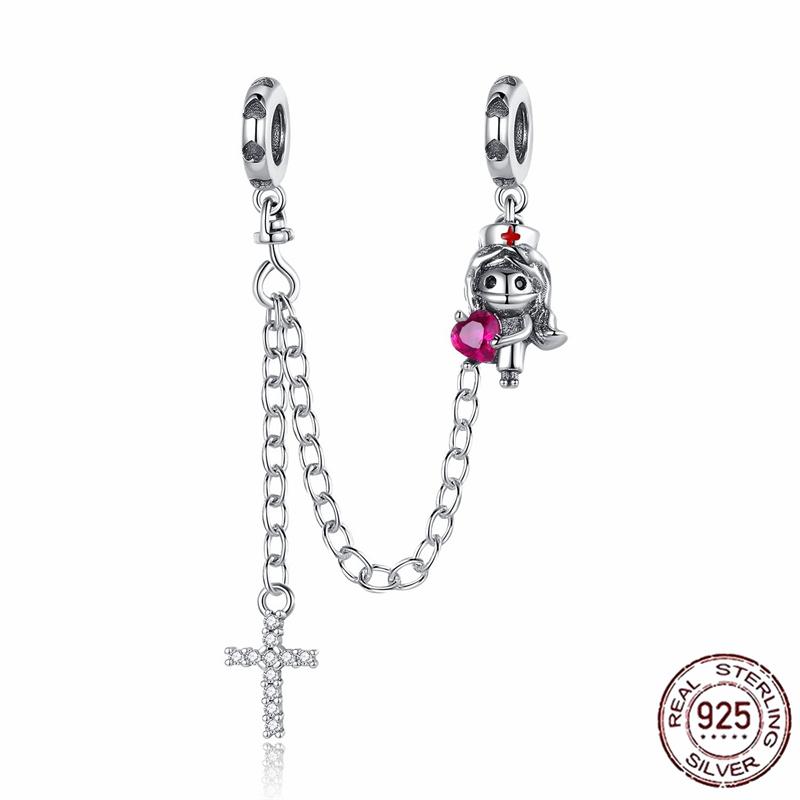 Stříbrný Křišťálový Pavé Bezpečnostní Řetízek Pevný Klip Pramen Přívěsek Vhodný pro Ženy Náramek Stříbrné Šperky Párty Narozeninový Dárek