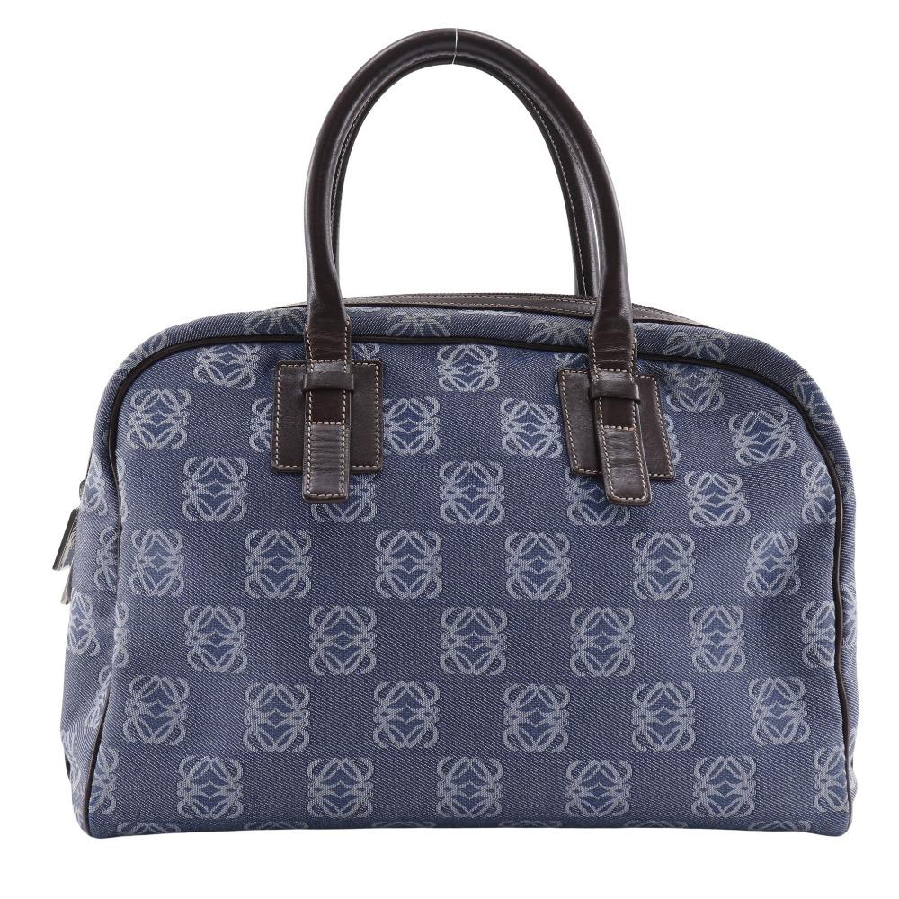 

LOEWE anagram Handbag Mini Boston Blue denim Women Used