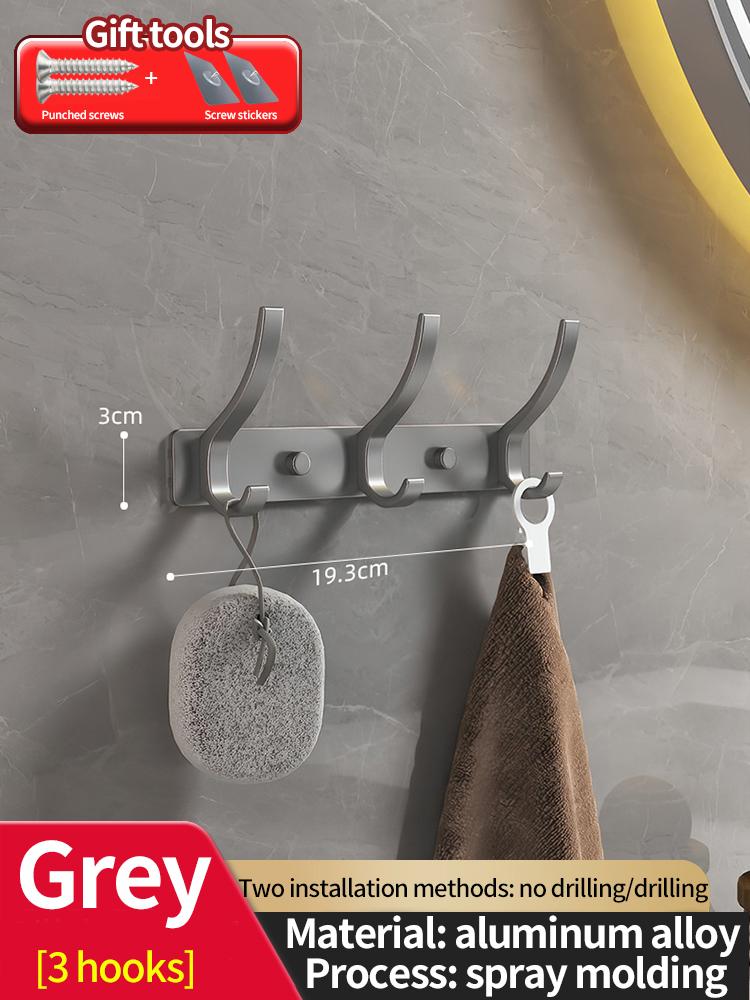No Drill of Door Hooks, Space Aluminum, Non Perforated Bathroom Hooks, Bedroom Storage, Clothes Hanger Hooks, Wall Clothes Hook
