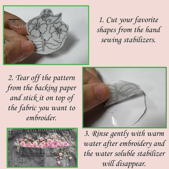Embroidery Sheets Stabilizer Water 6 Soluble Paper Diy Embroidery Transfer Paper Printable Embroidery Patterns Transfer Paper For Hand Machine