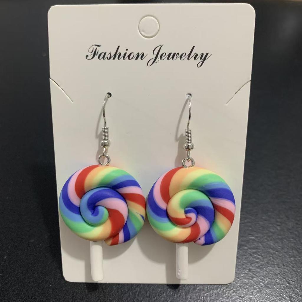 New European and American Fashion Earrings, Simulated Food and Play Lollipop Pendant Earrings, Fun DIY Necklace Set