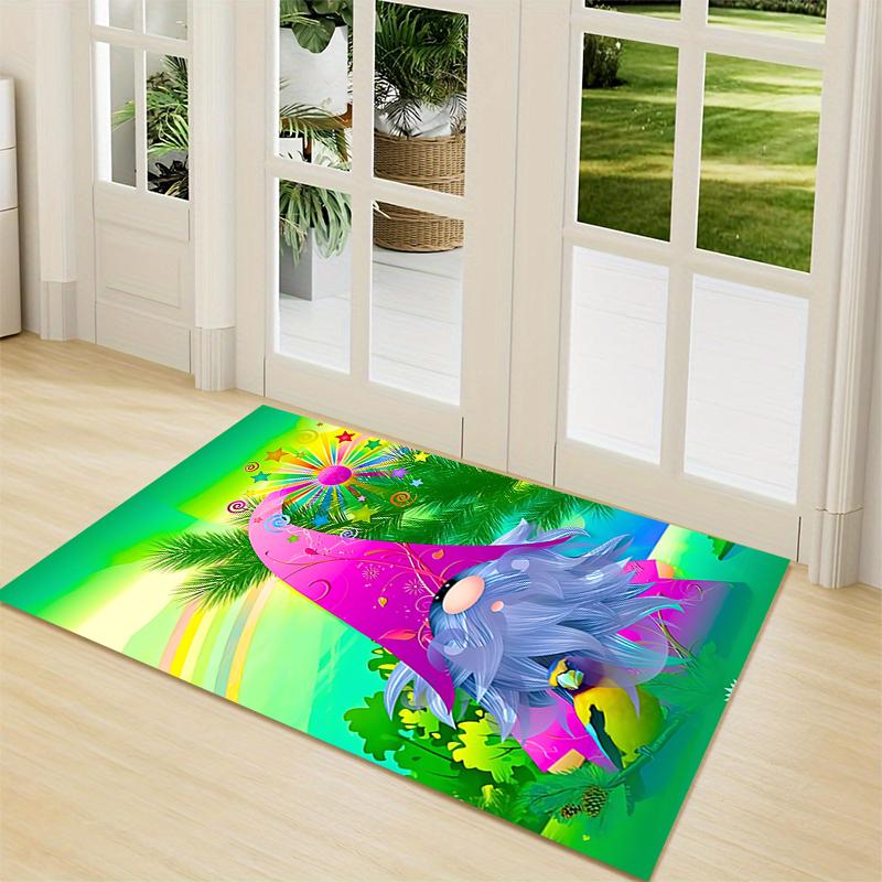 1Pc Christmas Gnome Parade Carpet Rug Soft Washable Antislip Home Living Room Sofa Mats Personalized Christmas Rug
