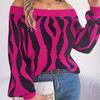GMXIA Women's Fashion Casual  Autumn Winter Long Sleeve One Shoulder Loose Off-shoulder Sleeved Sweater In Contrasting Colors