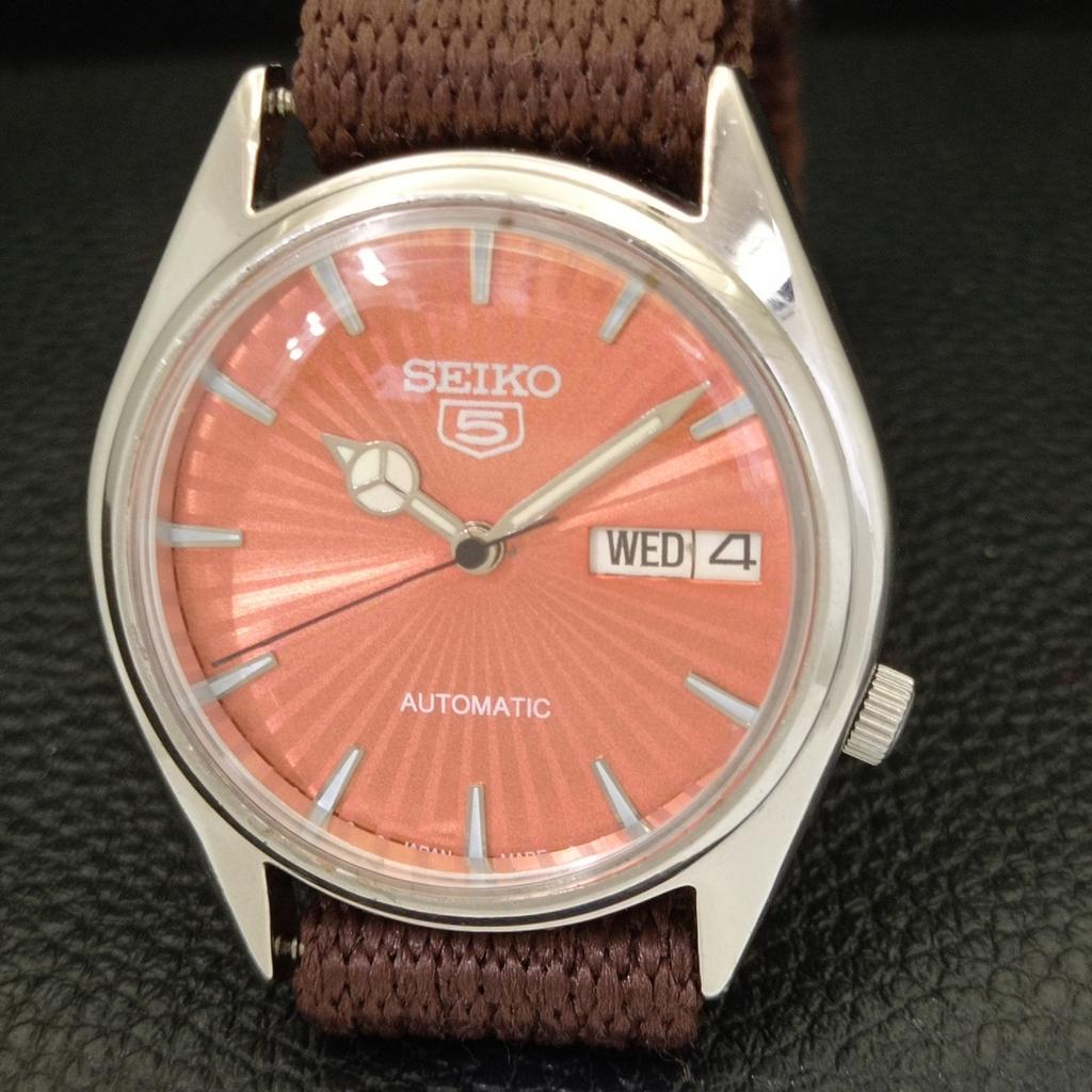 VINTAGE SEIKO 5 AUTOMATIC 7S26A JAPAN MENS PEACH COLOR DIAL WATCH a701659-5 R206c-a701659
