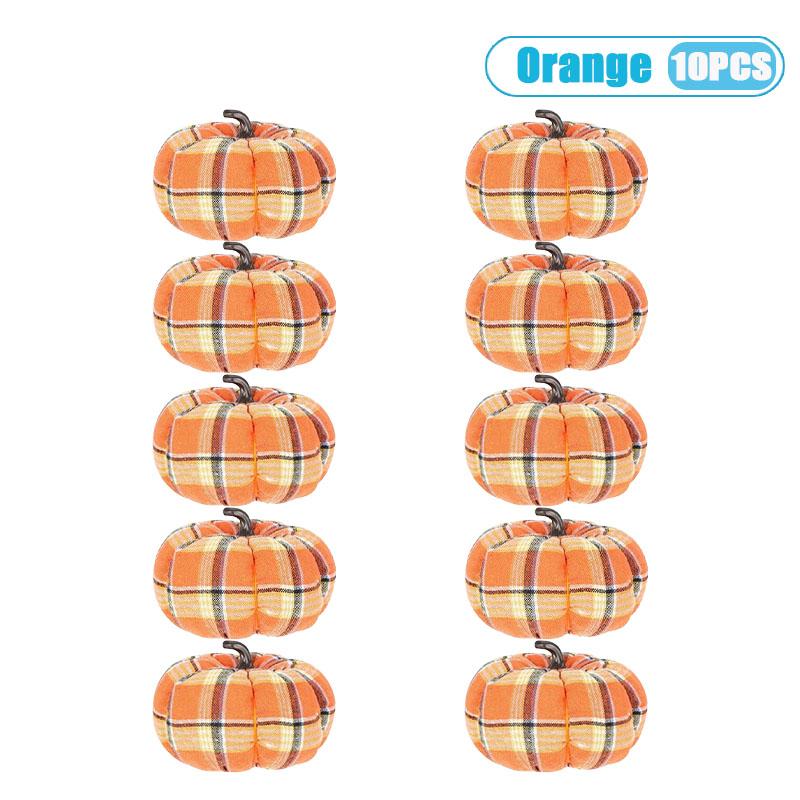 Vintage Plaid Fabric Pumpkin Ornament Halloween Thanksgiving Harvest Home Decor Autumn Tabletop Centerpiece Farmhouse Decoration