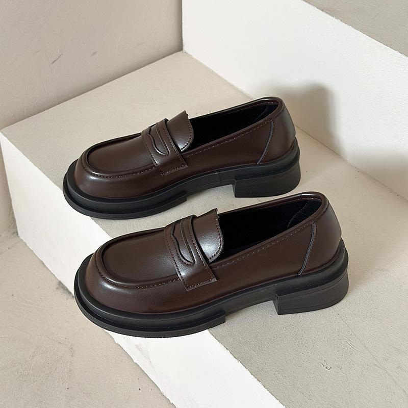 Soft-soled Small Leather Shoes Women's 2025 Spring and Autumn New British Style Black Platform One-pedal Loafers Jk Uniform Single Shoes