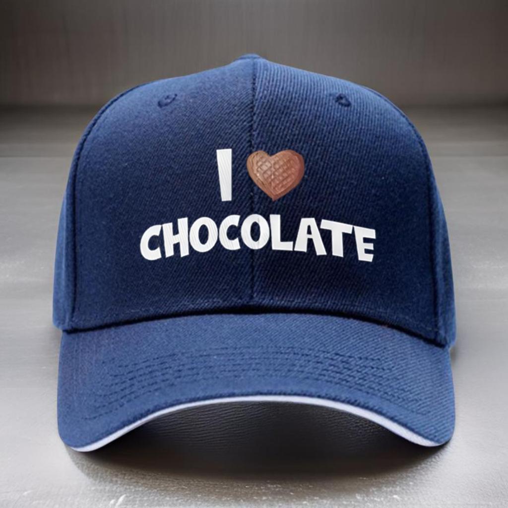 I Love Chocolate Graphic Print Baseball Cap Adjustable Polyester Casual Sports Hat for Adult Unisex