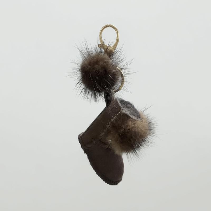 Yogodlns Cute Fur Hand-sewn PU Leather Bag Pendants Fashion Women Couple Gift Handbag Backpack Accessories
