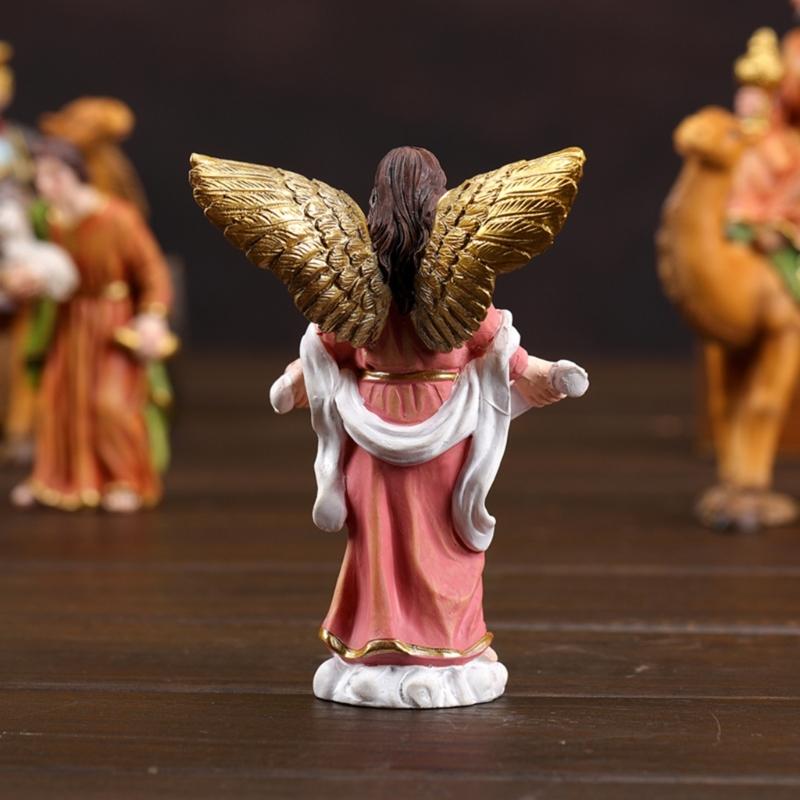 Christmas Nativity Figurines Resin Nativity Scene Statue with Stable Holy Family Statue Table Centerpieces Home Decors