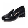 new small leather shoes first layer cowhide patent leather flat bottom low heel single shoes square buckle shallow mouth women's shoes