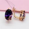Purple Gold Bluestone Earrings, Simple Temperament, High-Grade Colored Gold-Plated Rose Gold Ear Buckles