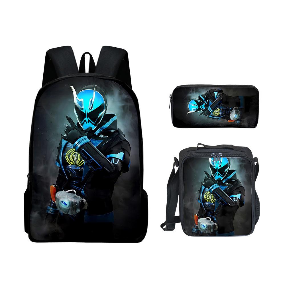 Classic Popular Novelty Funny Kamen Rider 3D Print 3pcs/Set pupil School Bags Laptop Daypack Backpack Lunch bag Pencil Case