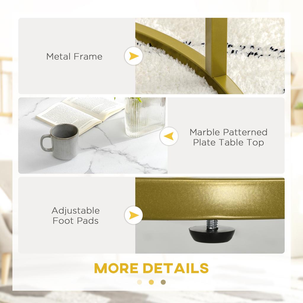 Kaffeetisch-Set aus 2 Teilen, Runde Satztische mit Metallgestell, Moderne Beistelltische für das Wohnzimmer, Weiß