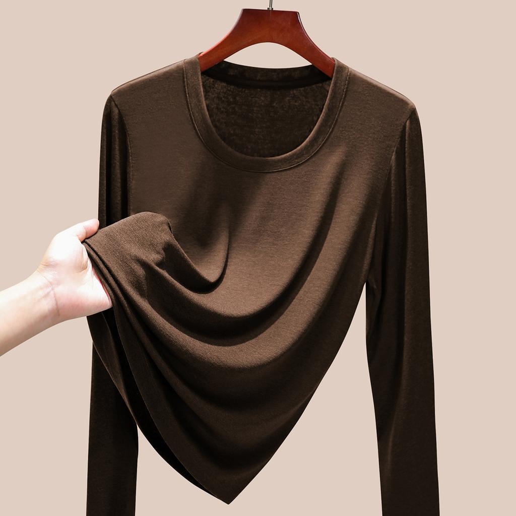 Sports Long-sleeved Women's High-elastic Slim-fitting and Thin Tencel Wool Bottoming Shirt, New In Early Autumn