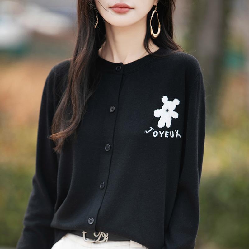 Cardigan feminino leve 50% lã e 50% seda amoreira - Tricô versátil para 4 estações, conforto e estilo o ano todo