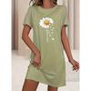 Women'S Fun Sleep Round Neck Nightgown, 'Let Me Sleep' Letter Polka Dot Printed Loose T-Shirt