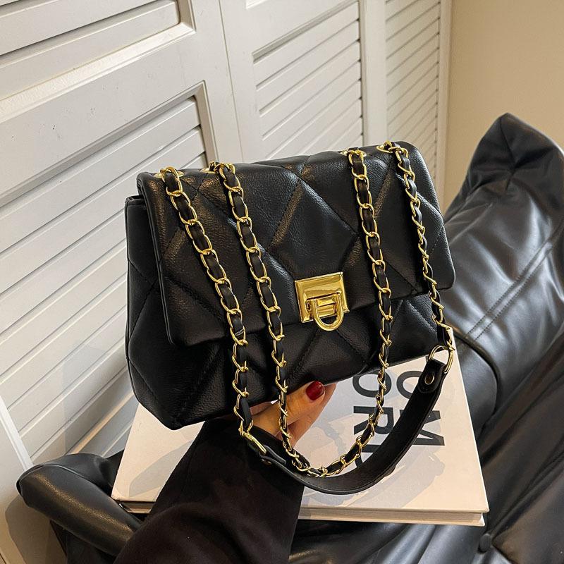 2025 Summer New Fashion Simple Niche Design Diamond Chain Bag Small Fragrant Style Versatile Single Shoulder Oblique Span Women's Bag