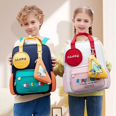 Fashion Contrast Color Primary School Bags for Girls Boys Cute Female Children's Spine Protection Schoolbag Large Book Backpacks